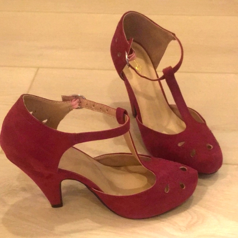 Red T-Strap heels